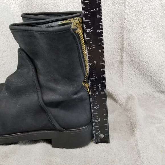 Zara Basic Shoes Womens EU 38 US 7 Black Leather Zip Gold Combat Boots *Read* - Picture 4 of 11